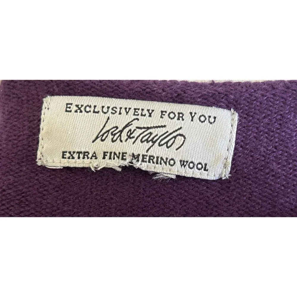Lord&Taylor Knitted Merino Wool Sweater Boatneck Pullover Knitted Purple Size Me